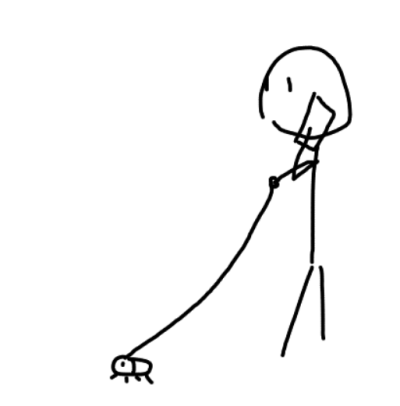 Francis's artist's rendition of someone walking their pet hamster